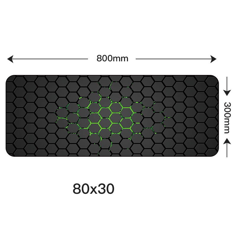 HISPETECH 80X30cm Hexagon Large Gaming Mouse Pad Locking Edge Natural Rubber Keyboard Mouse Mat Anti-slip PolygonTexture PC Keyboard Desk Pad XL