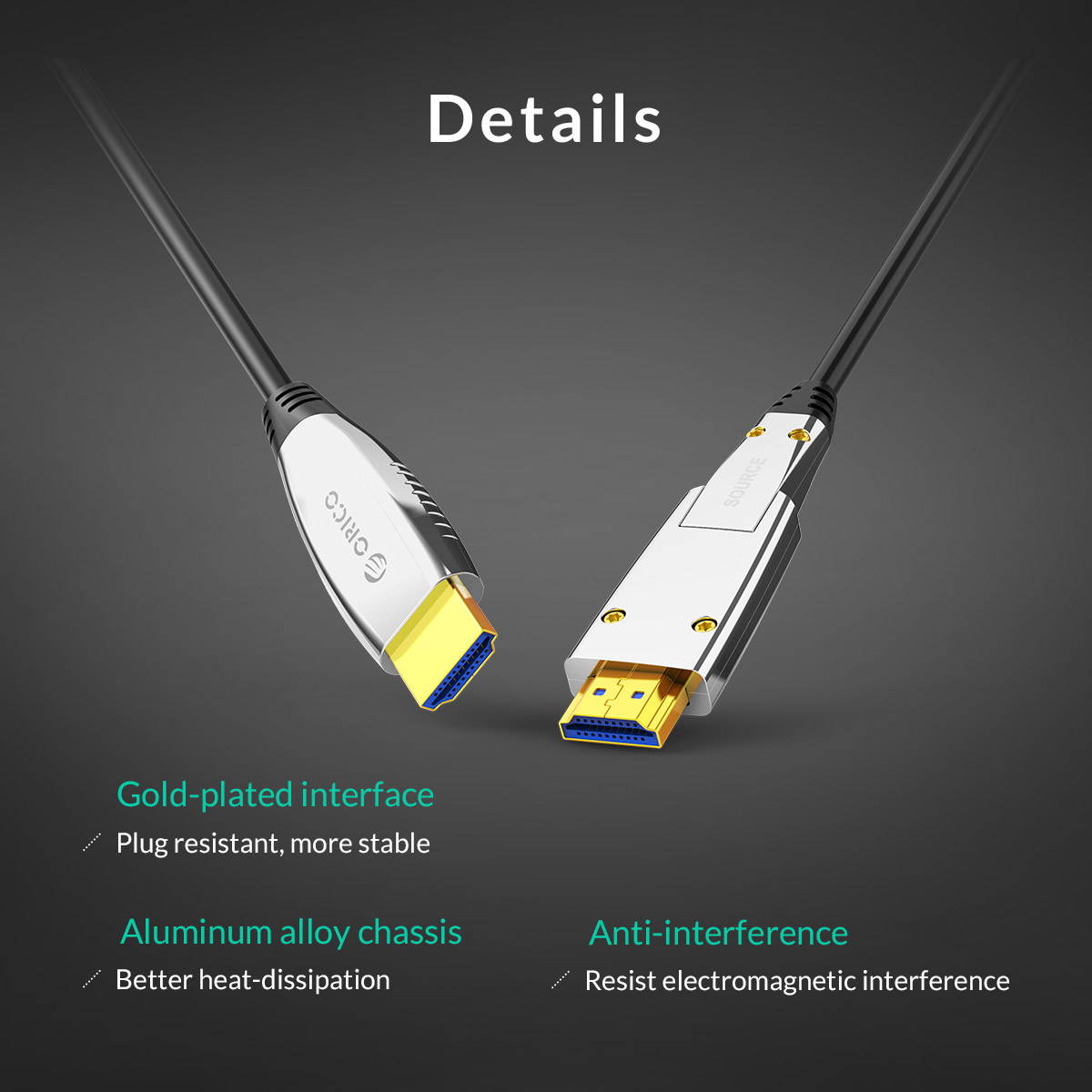 ORICO 2 in 1 Switch Freely  2in1 HDMI CABLE 2.0 4K 18Gbps HDMI to HDMI & Micro HDMI Cable 4K 60HZ  Audio/Video Connector  - Gold-Plate for PS4 PS3 PC TV Length  16ft-330ft 10m-100m