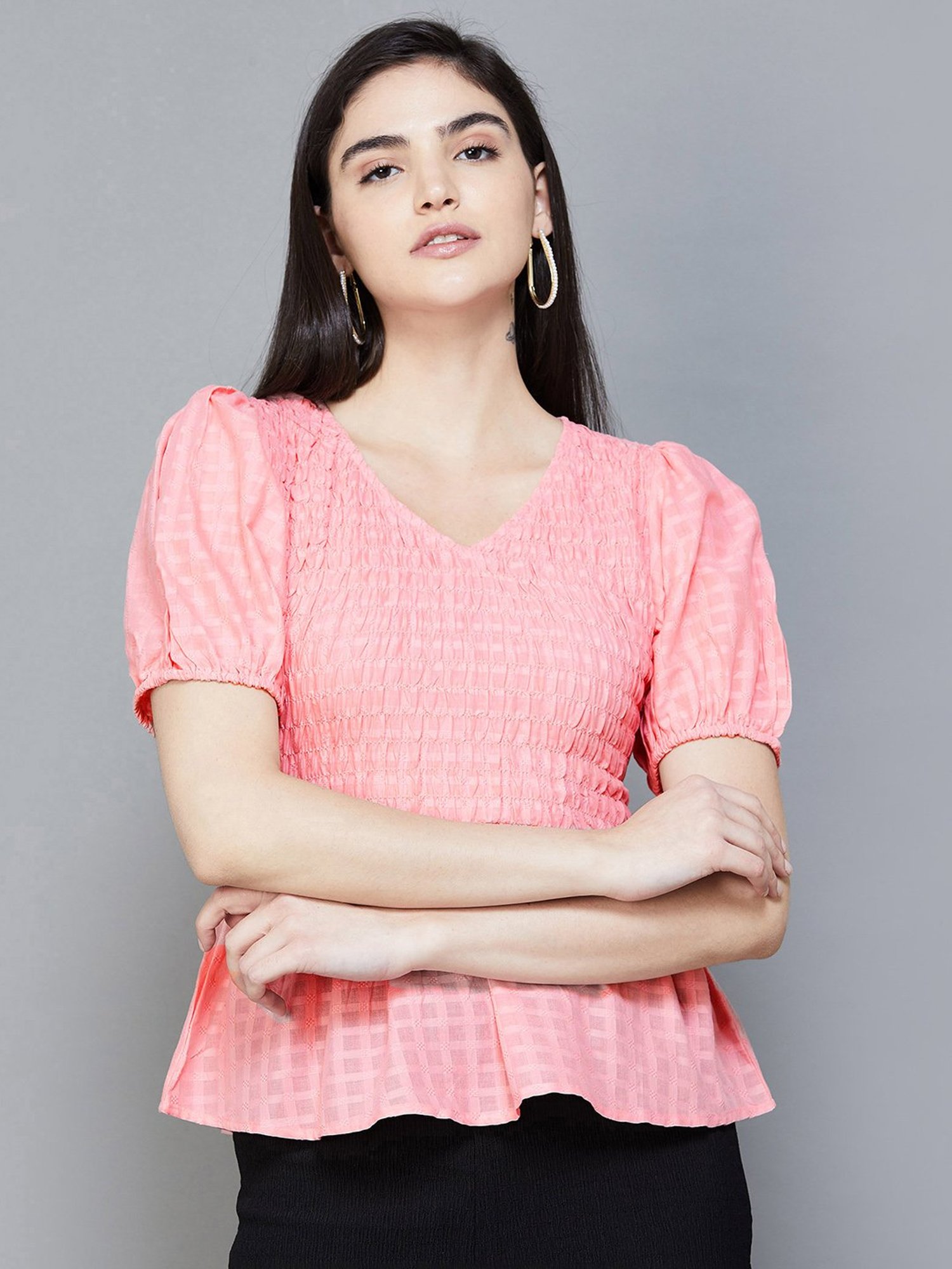 Code by Lifestyle Pink Cotton Striped Top