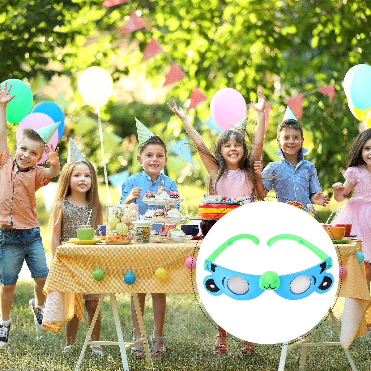 10Pcs Cartoon Kids Eyewear Animal Eyeglass Deformable Glass Toys (Mixed Color)