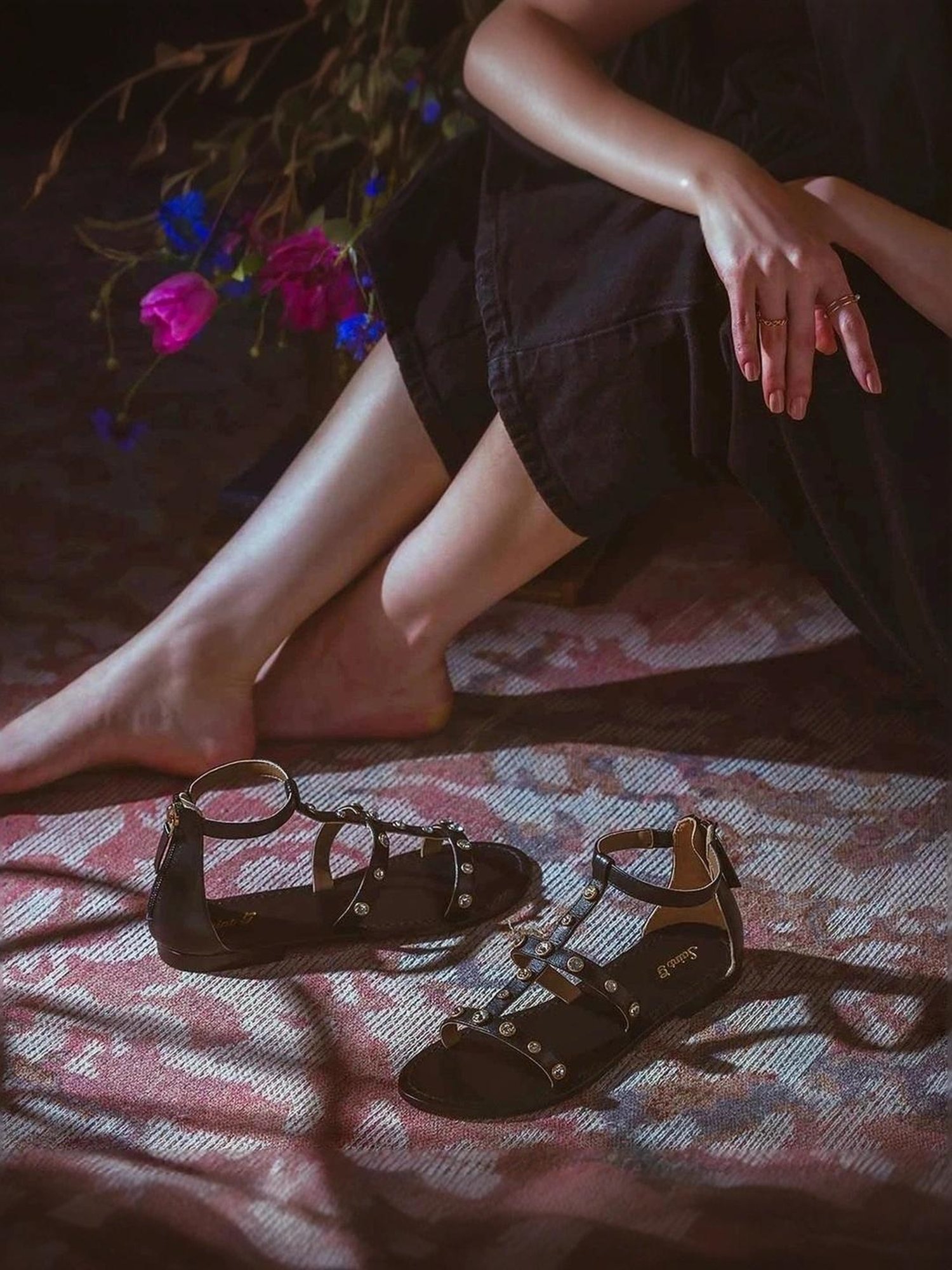 Saint G Women's Black Ankle Strap Sandals