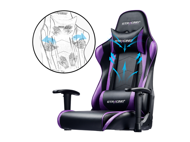GTRACING Ergonomic Office Chair - Racing Seat, Height Adjustment, Pillows, Recliner, Swivel Rocker Tilt, for E-Sports, Computers, and Gaming