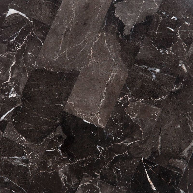 Simchett Round Marble Side Table Gray/Black - Aiden Lane