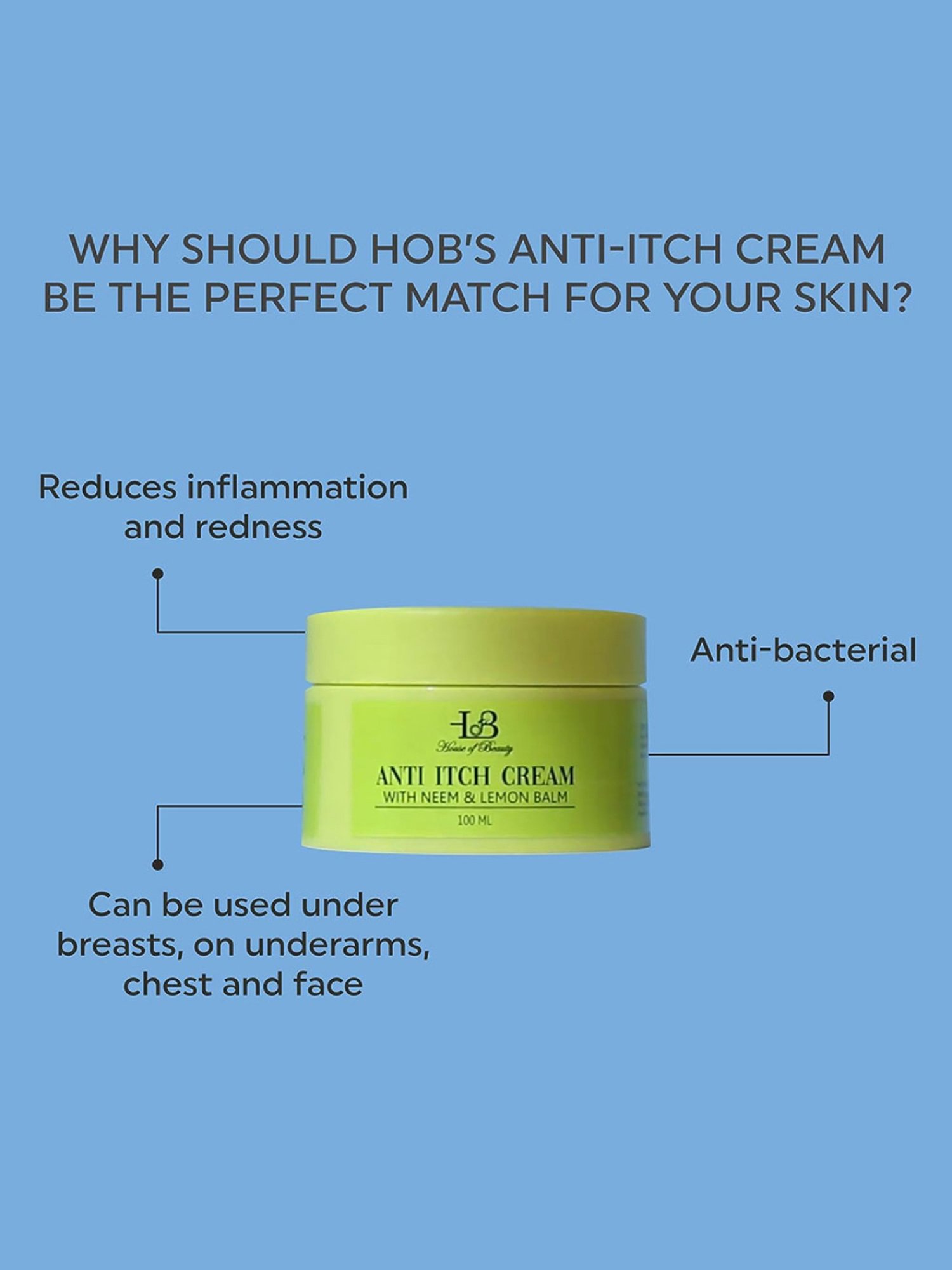 House of Beauty Anti Itch Cream with Neem & Lemon Balm - 100 ml