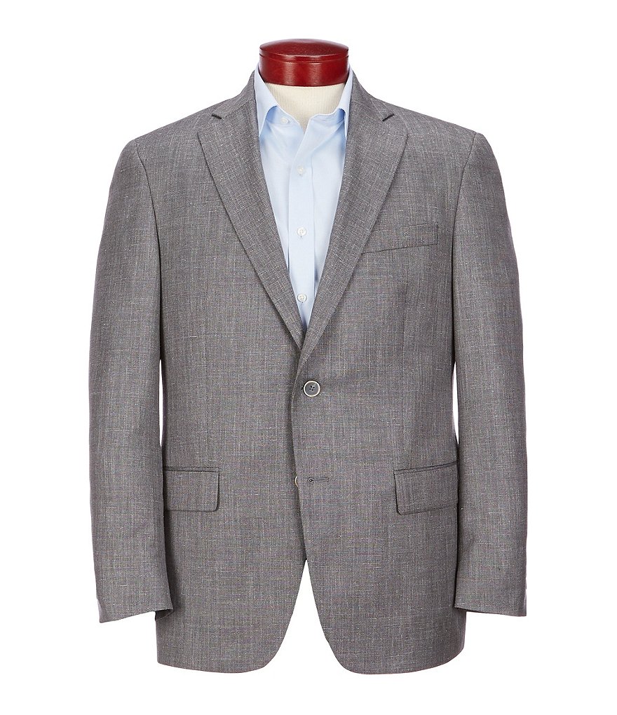 Hart Schaffner Marx Classic Fit Grey Solid Wool Blend Sportcoat