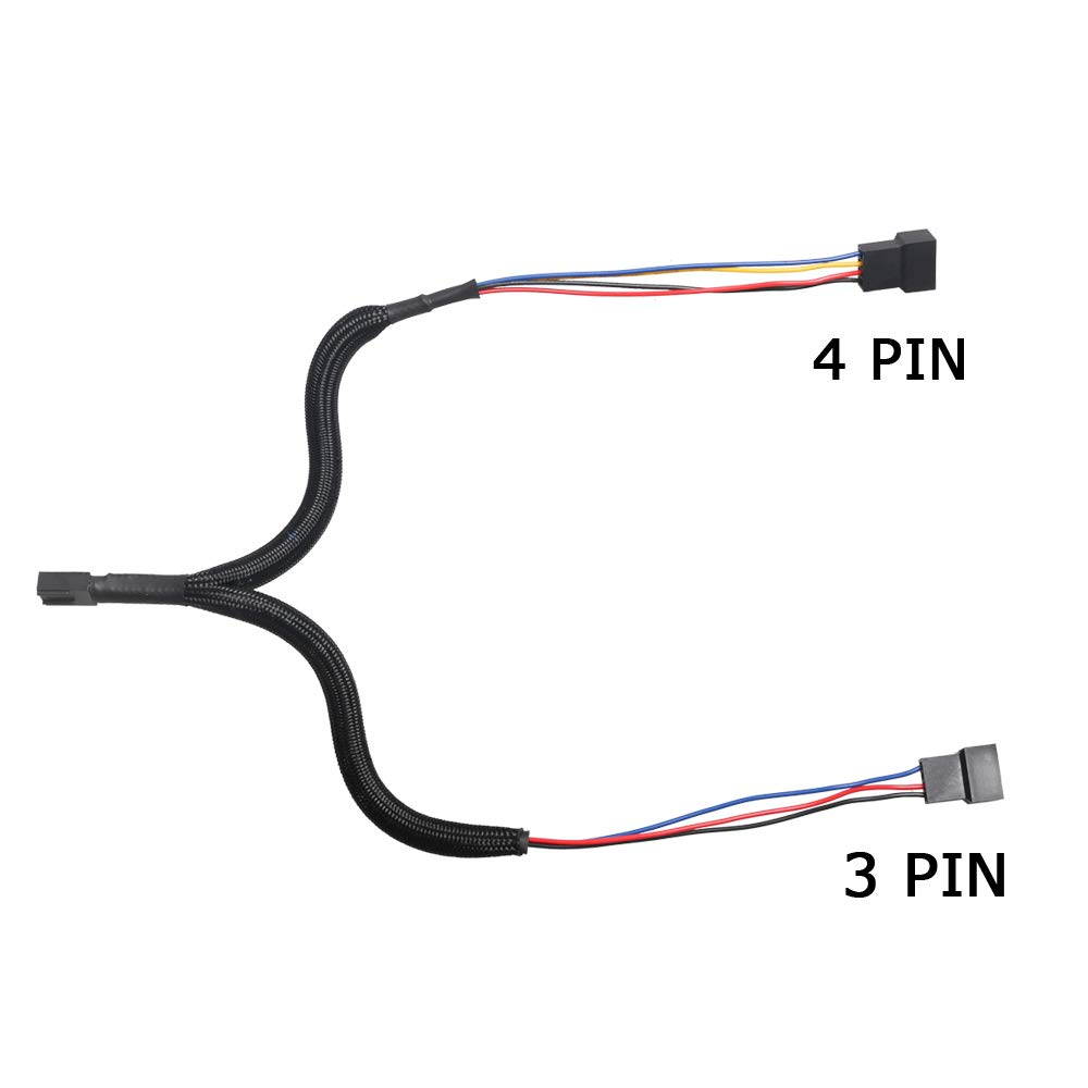 PWM Fan Splitter Cable 1 to 2 Converter, All Black Sleeved Case Fan Splitter Cable, Case Fan Power Duplicator Converter, Dual Case Fan Power Adapter, Case Fan Y Cable, 10.6 inch