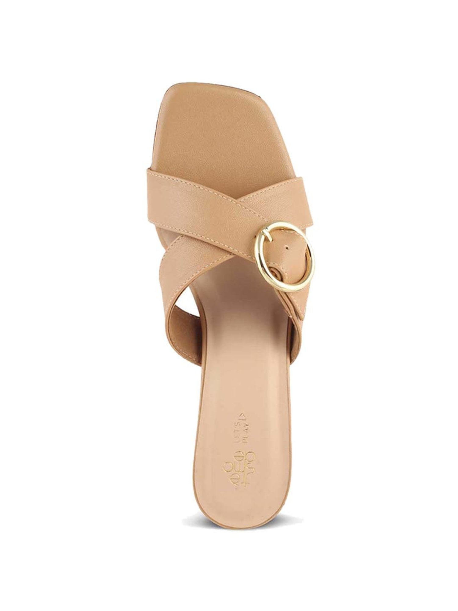 Tresmode Women's Beige Cross Strap Sandals