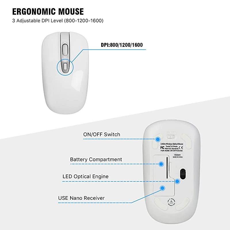 Wireless Keyboard Mouse Combo  Compact Full Size Wireless Keyboard and Mouse Set 24G UltraThin Sleek Design for Windows Computer Desktop PC Notebook Laptop Silver