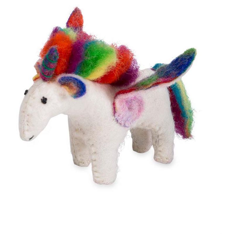 Magic Cabin - Rainbow Unicorn and Carriage Play Set for Kids - Handmade of Natural Wool Felt