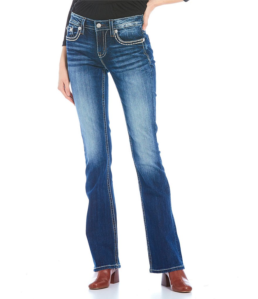 Miss Me Embellished Wing Pocket Bootcut Jeans