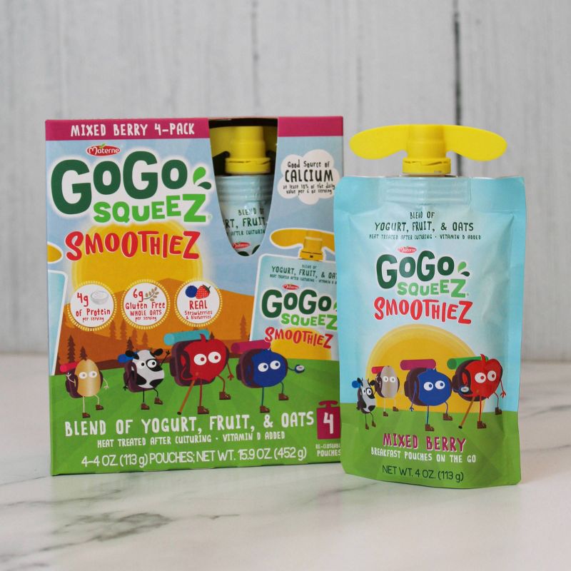 GoGo squeeZ Kids' SmoothieZ, Mixed Berry - 4oz/4ct