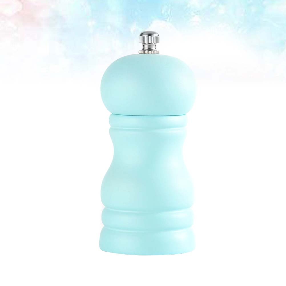 1pc Manual Wooden Pepper Grinder Household Ceramic Core Pepper Mill Salt Container Kitchen Gadget for Home (Blue)