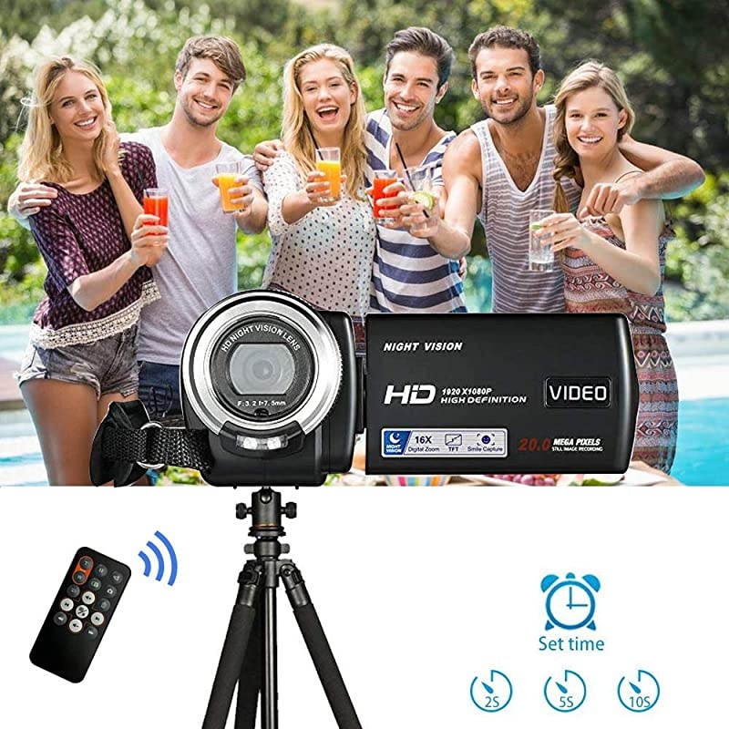 Camcorders  HDV-V12 HD 1080P Video Camera Recorder Infrared Night Vision Camera Camcorders with 16G SD Card and 2 Batteries