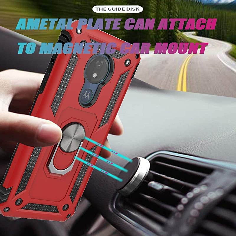 Moto G7 PowerMoto G7 Supra Case with HD Screen Protector 2Pack  360 Degree Rotating Ring amp Bracket Dual Layers of Shockproof TPU and Solid PC Phone Case for Motorola Moto G7 PowerRed
