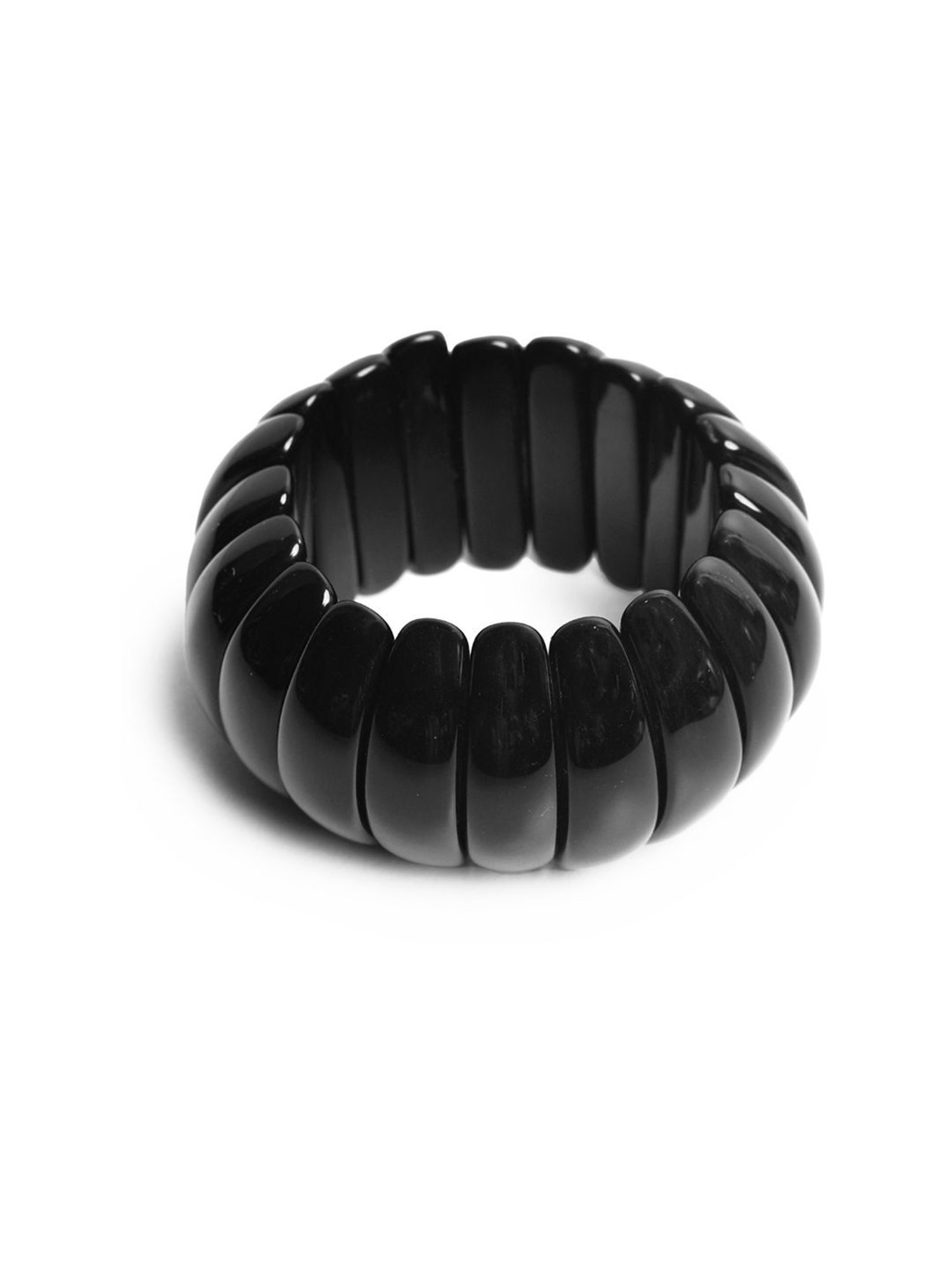 IMLI STREET Black Artificial Beaded Stretchable Bracelet for Women