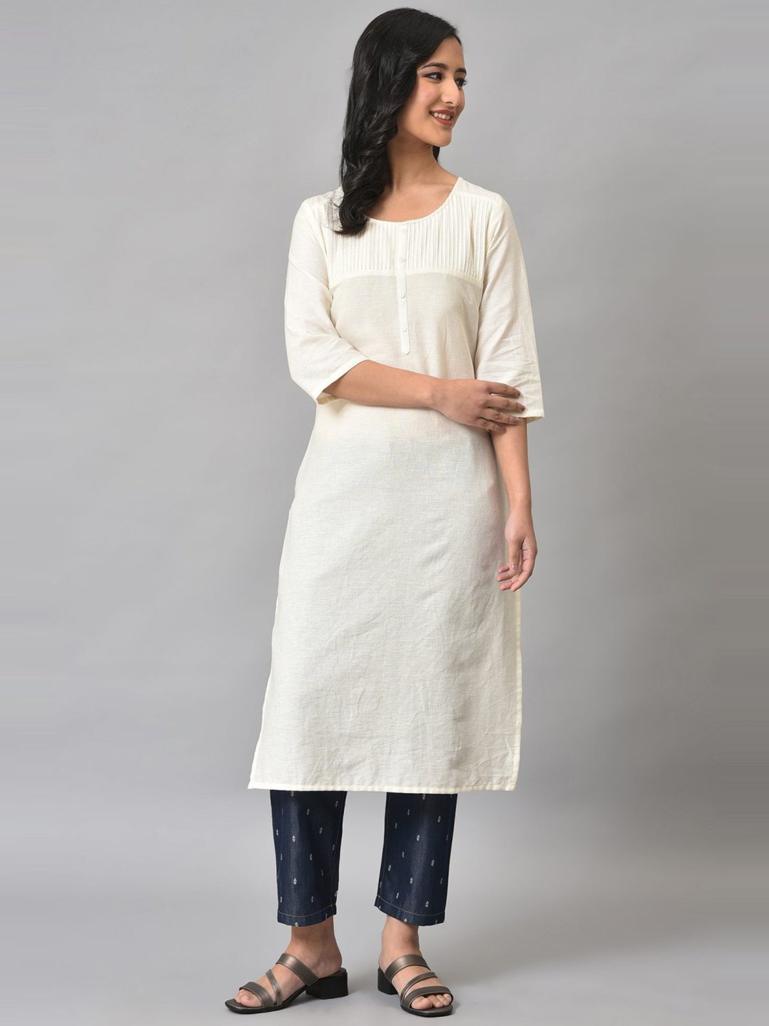 Elleven from Aurelia Blue Printed Denim Pants