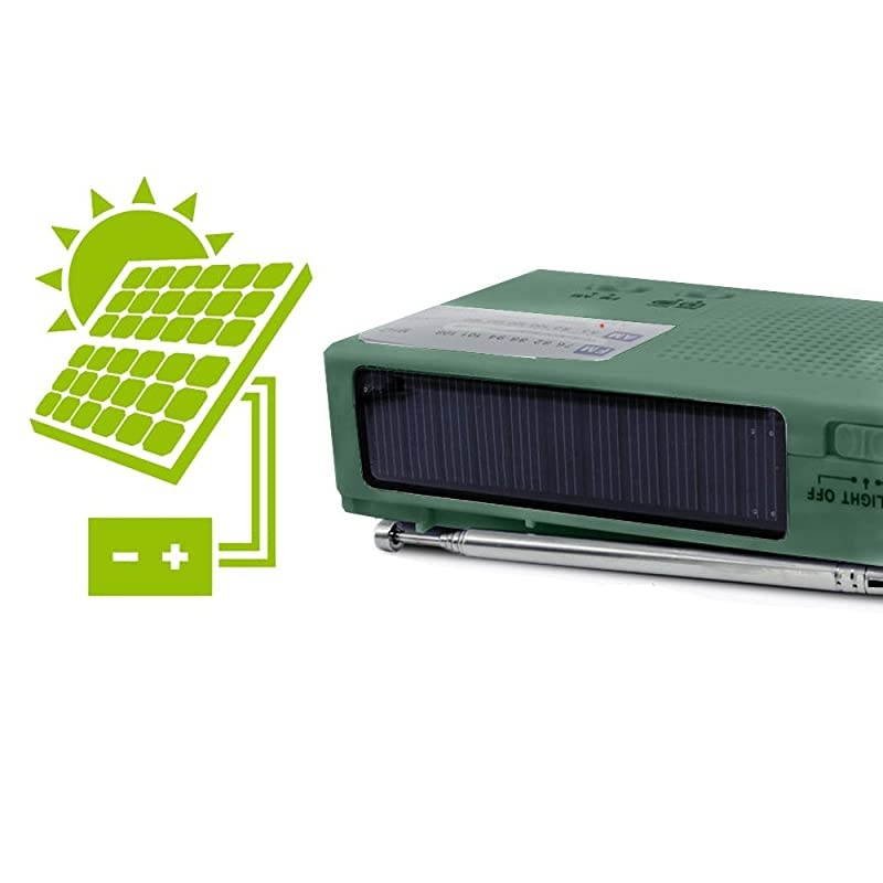 New Solar Powered Handcranked Power RadioampLED flashlightsampSirenFMAMSuitable for Hunting Patrol Daily Carrying Hole Camping Hiking Night Riding Emergency preparedness Green by