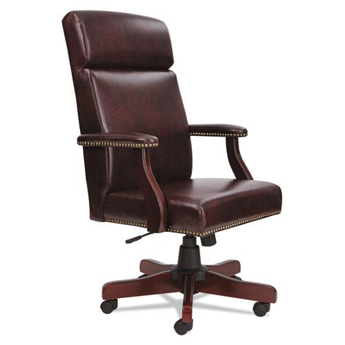 Alera Traditional Series High-Back Chair 275lbs Cap Oxblood Burgundy Mahogany
