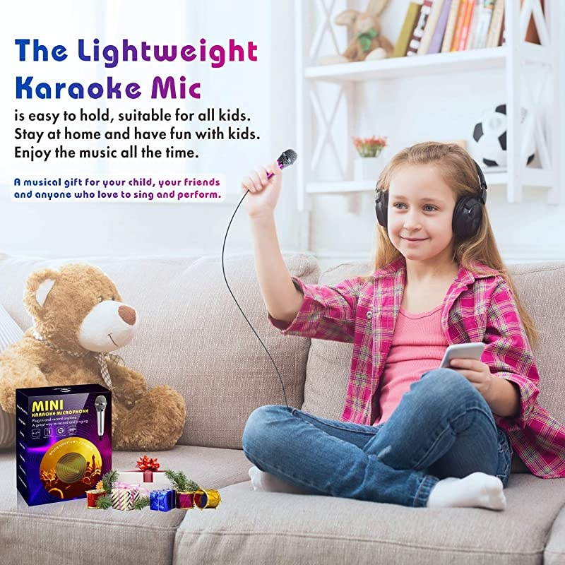 2PCS] Mini Karaoke Microphone,  Mini Voice Recording Microphone Portable Karaoke Mic for Singing, Recording, Voice Recording(Silver/Red)