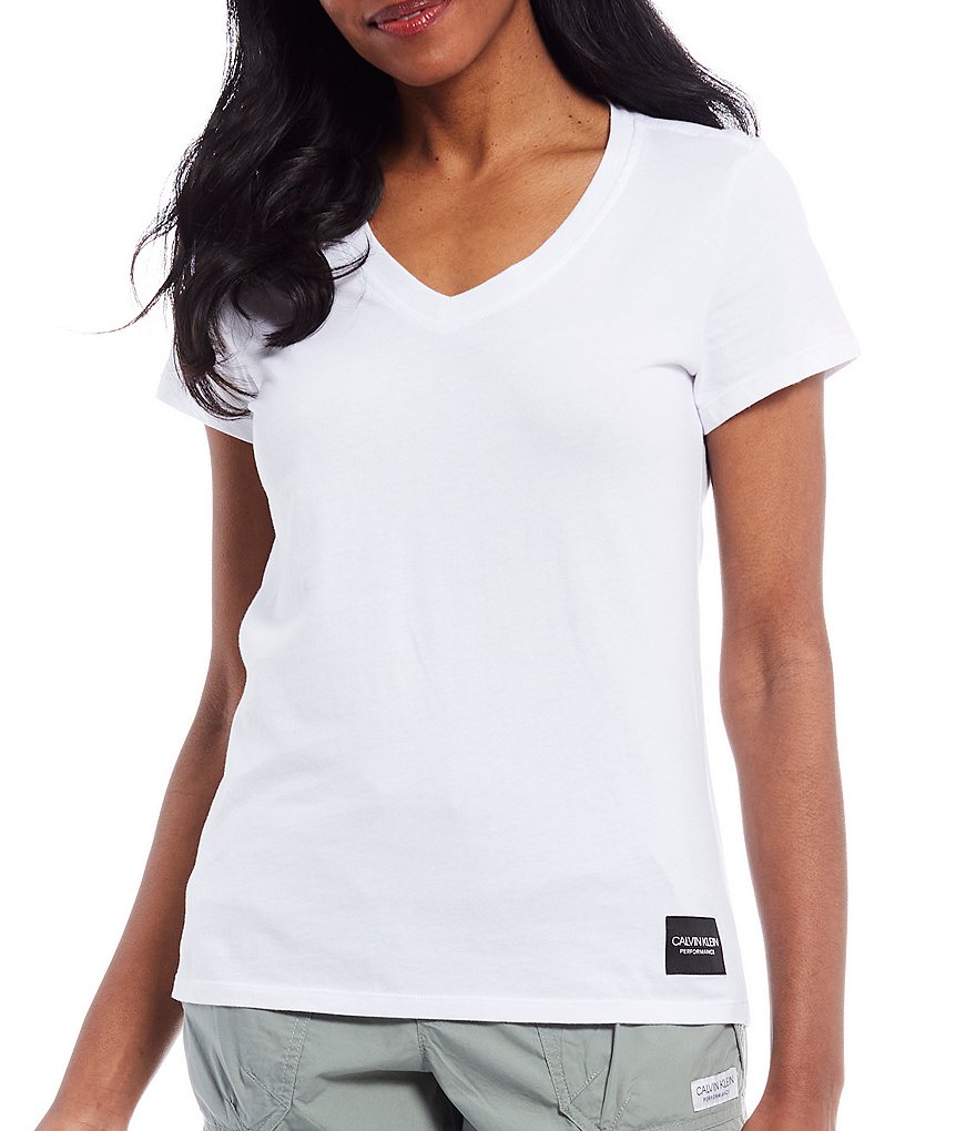 Calvin Klein Performance Logo Patch Short Sleeve V-Neck Tee