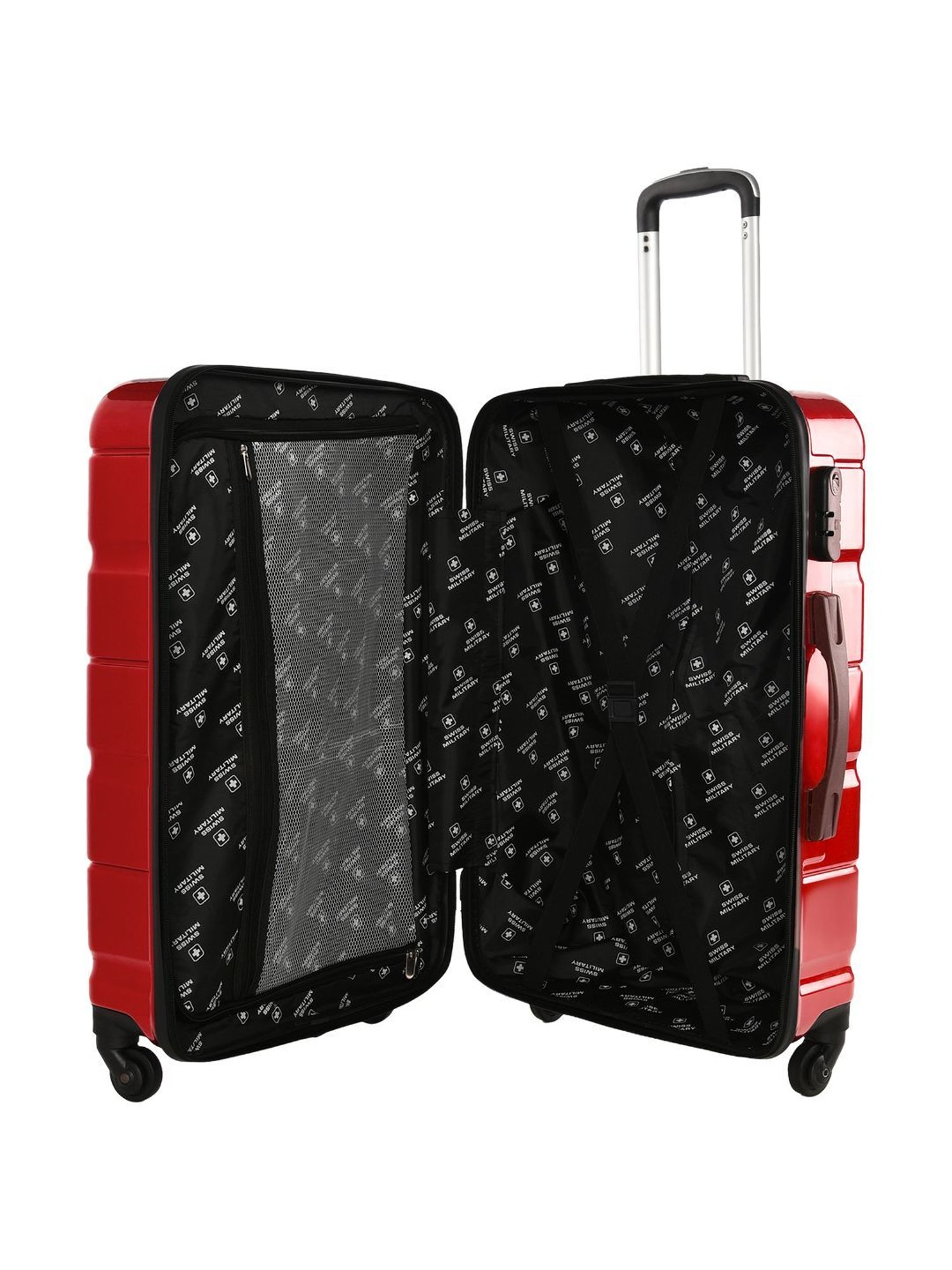 Swiss Military Red 4 Wheels Large Check-in Luggage