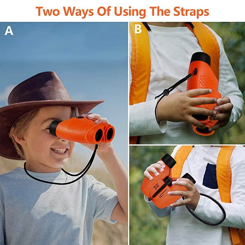 Kids Binoculars Auto Focus, Gifts for 4-8 Year Old Girls Boys,5-13 Year Old Top Boys Girls Toys for Kids Teen Children Birthday Gifts Orange