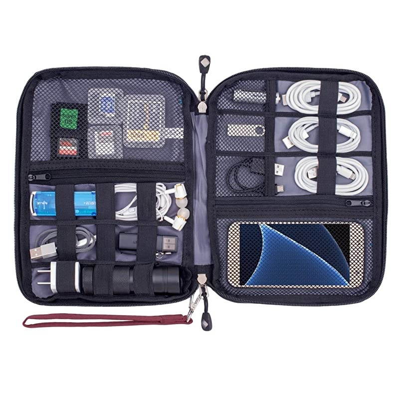 Cable Organizer Bag Waterproof Portable Electronic Organizer for USB Cable Cord Phone Charger Headset Wire SD Card,5pcs Cable Ties