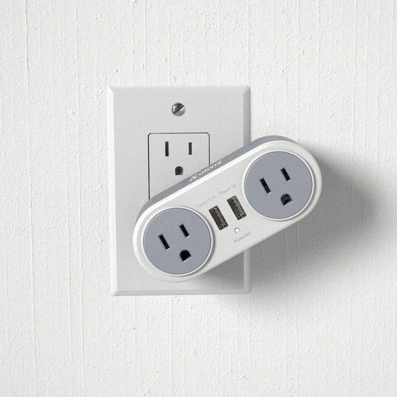 Atomi Rotating Surge Mini 2 Power Outlets and 2 USB ports all in one