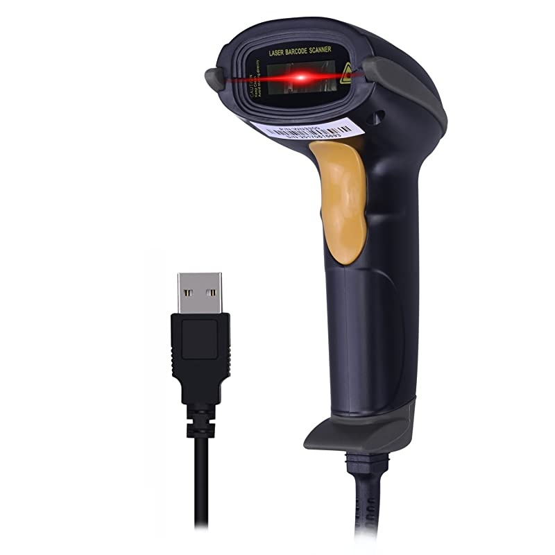 USB Laser Barcode Scanner Wired Handheld Bar Code Scanner Reader Black