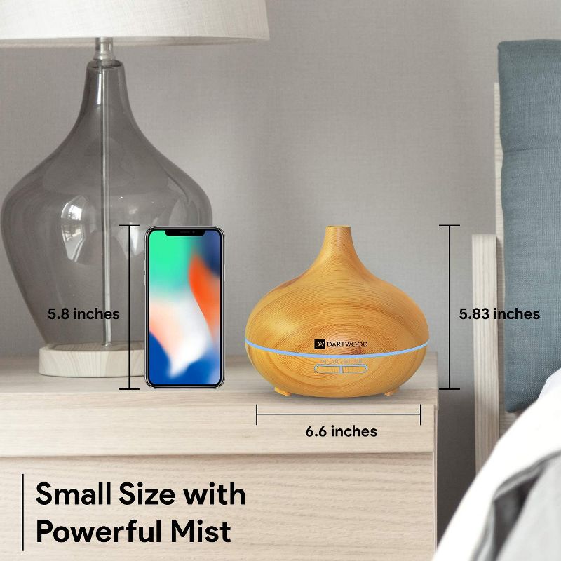 Dartwood Premium Ultrasonic Aroma Diffuser and Humidifier - Essential Oil and Mist Vaporizer with 7 LED Lighting Modes & 4 Timers (300ml)