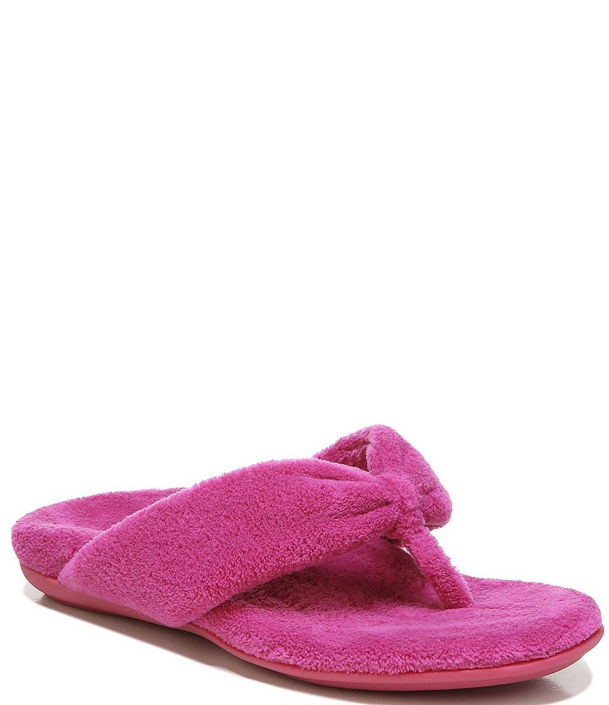 Vionic Lydia Washable Plush Terry Cloth Thong Slippers