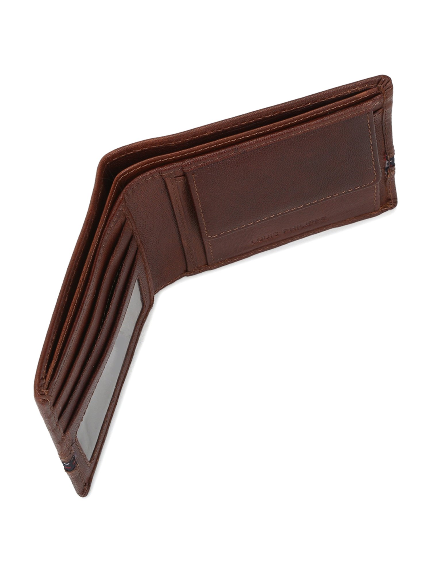 Louis Philippe Brown Printed Leather Bi-Fold Wallet for Men