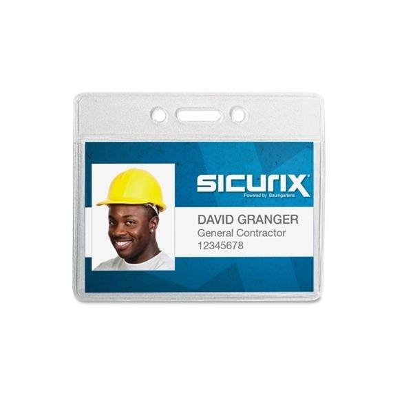 SICURIX Vinyl Punched ID Badge Holders - Horizontal - Horizontal - 2.5" x 3.5" x - Vinyl - 50 / Pack - Clear