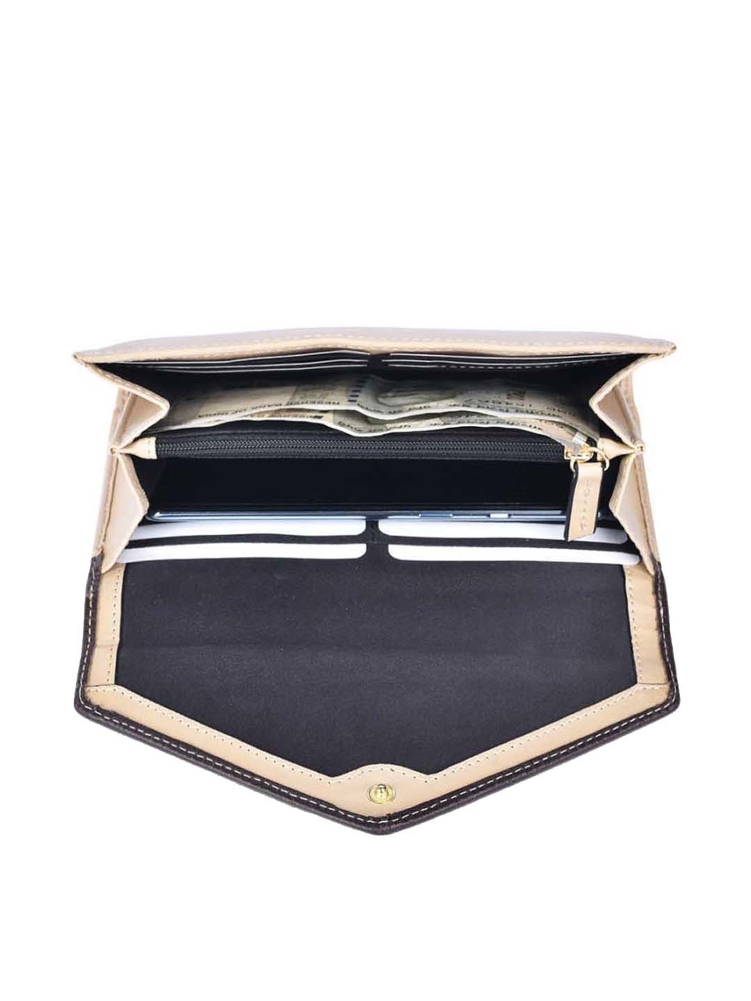 BELWABA Beige & Brown Color Block Wallet for Women