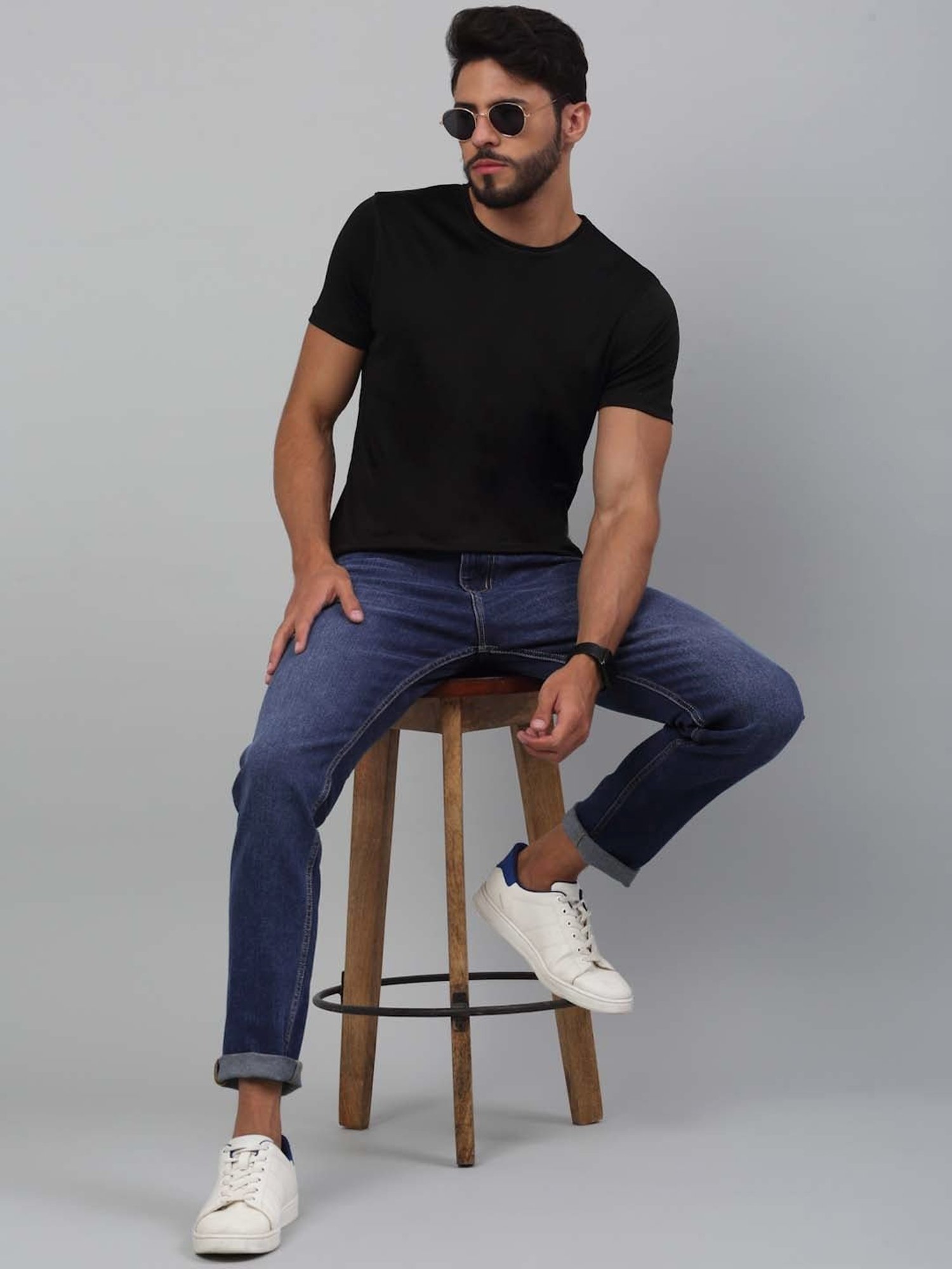 Louis Stitch Cobalt Faded Blue Slim Fit Jeans