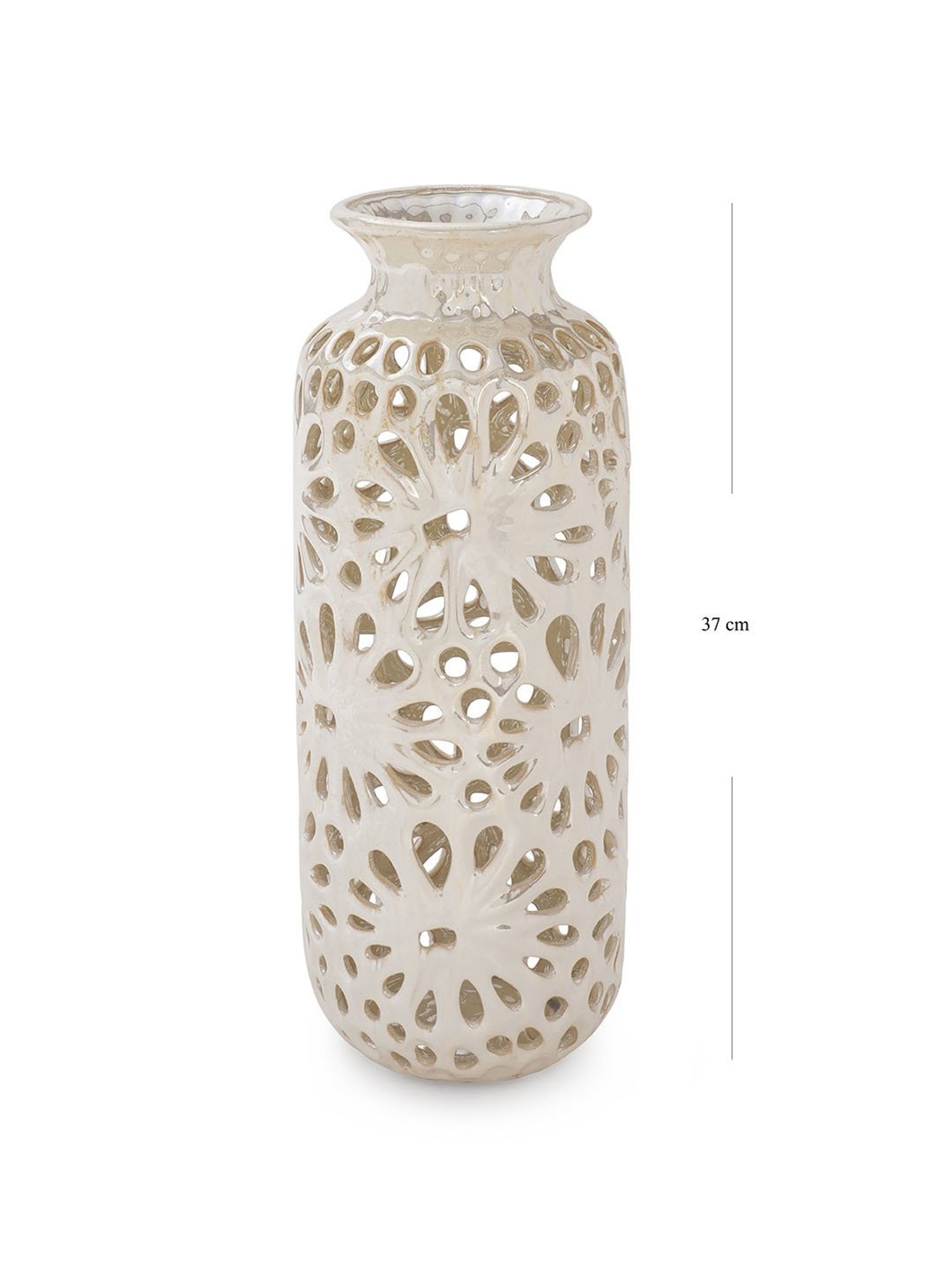 Pure Home and Living Ivory Ceramic Cut Out Pattern Vase
