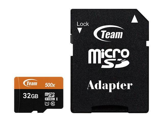 Team 32GB microSDHC UHS-I/U1 80MB/s CL10 Memory Card with Adapter