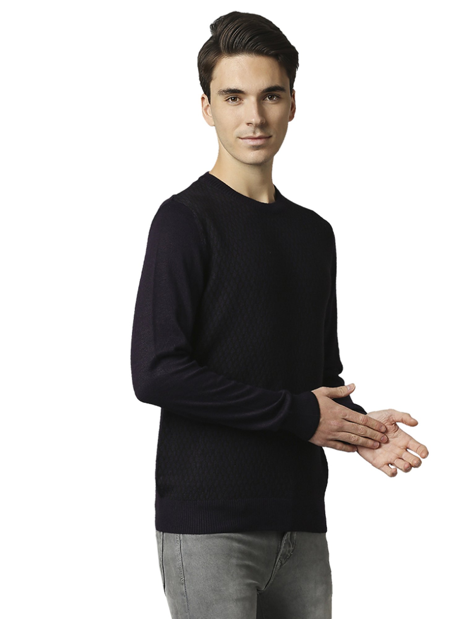 Raymond Purple  Regular Fit Printed Sweaters