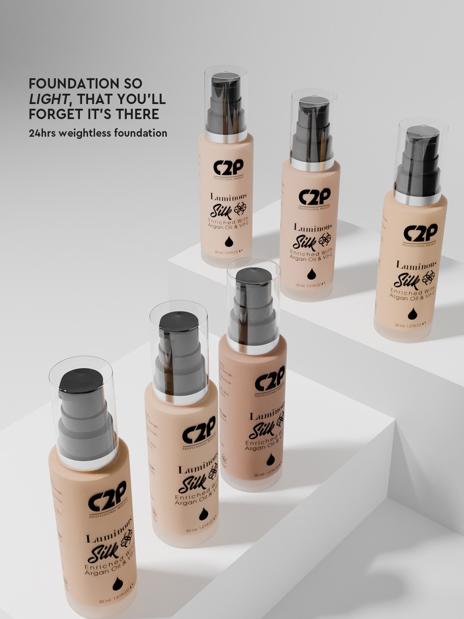 C2P PROFESSIONAL MAKEUP Luminous Silk Foundation Medium Tan 06 - 30 ml