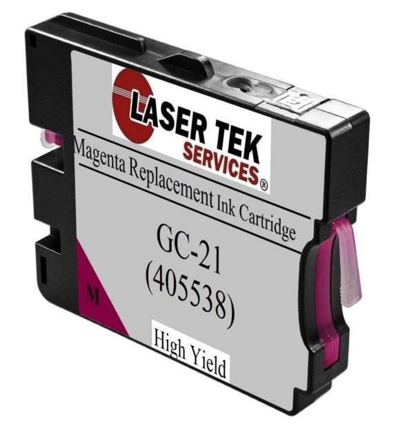 Laser Tek Services &reg; 4PK Remanufactured Ricoh GC21 Replacement Ink Cartridges (BK 405536,C 405537,M 405538,Y 405539)