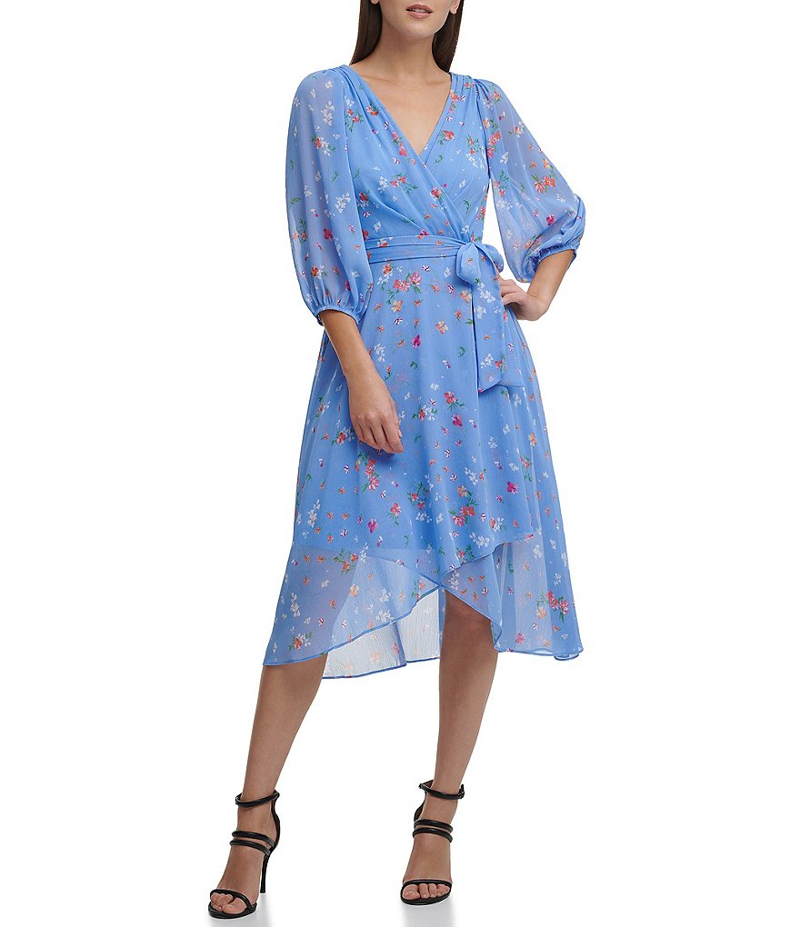 Tommy Hilfiger Paisley Chiffon Smocked Sleeveless Mock-Neck Midi A-Line Dress