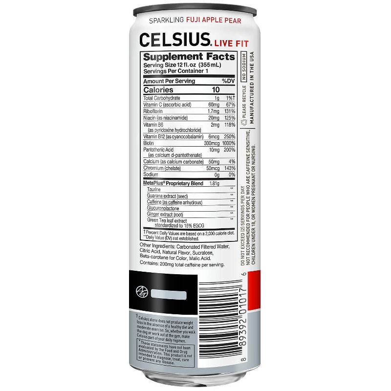 Celsius Fuji Apple Pear Sparkling Energy Drink - 12 fl oz Can