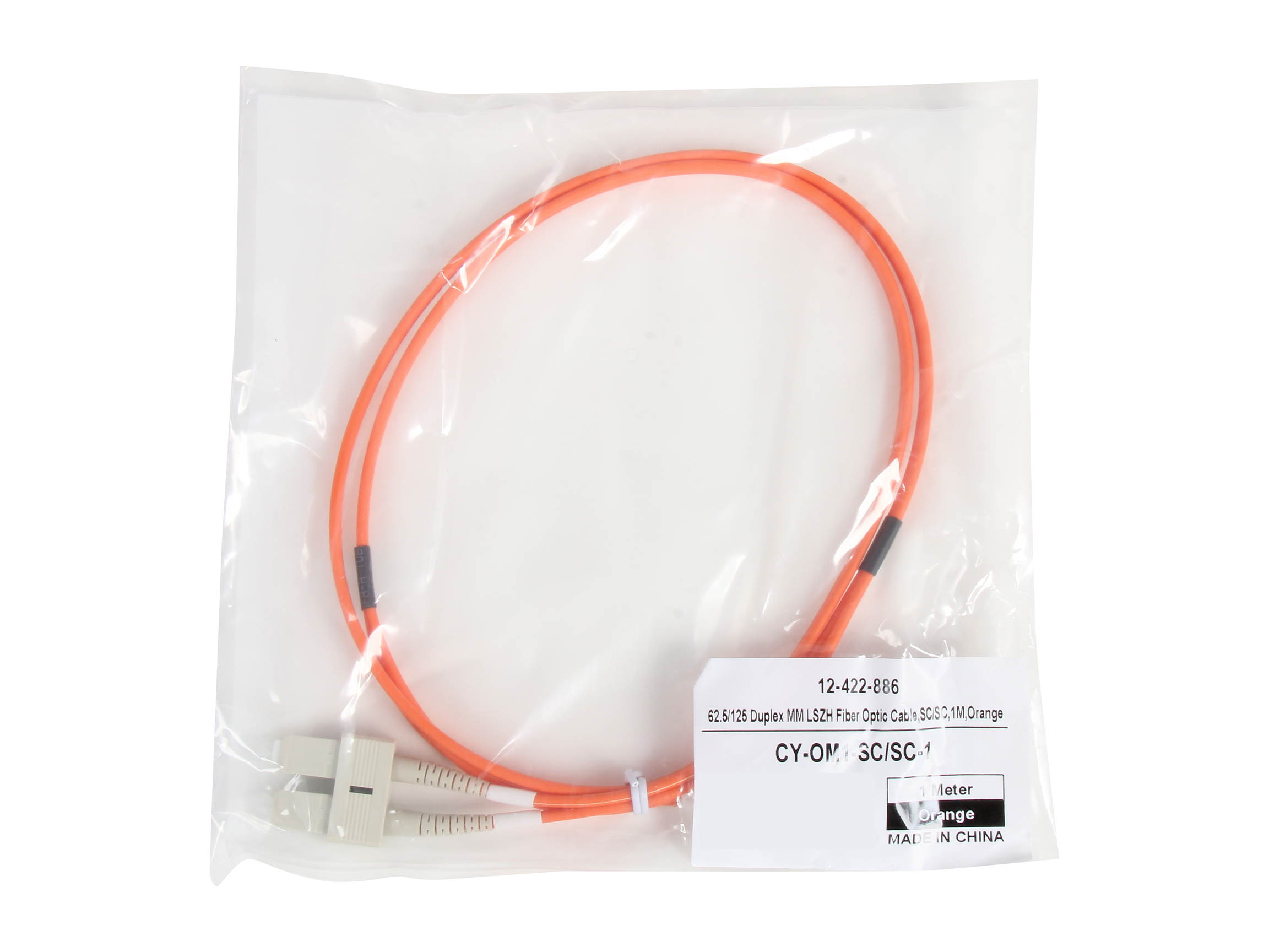 Coboc CY-OM1-SC/SC-1 3.28 ft. Fiber Optic Cable, SC/SC, Multi Mode, Duplex (62.5/125 Type)