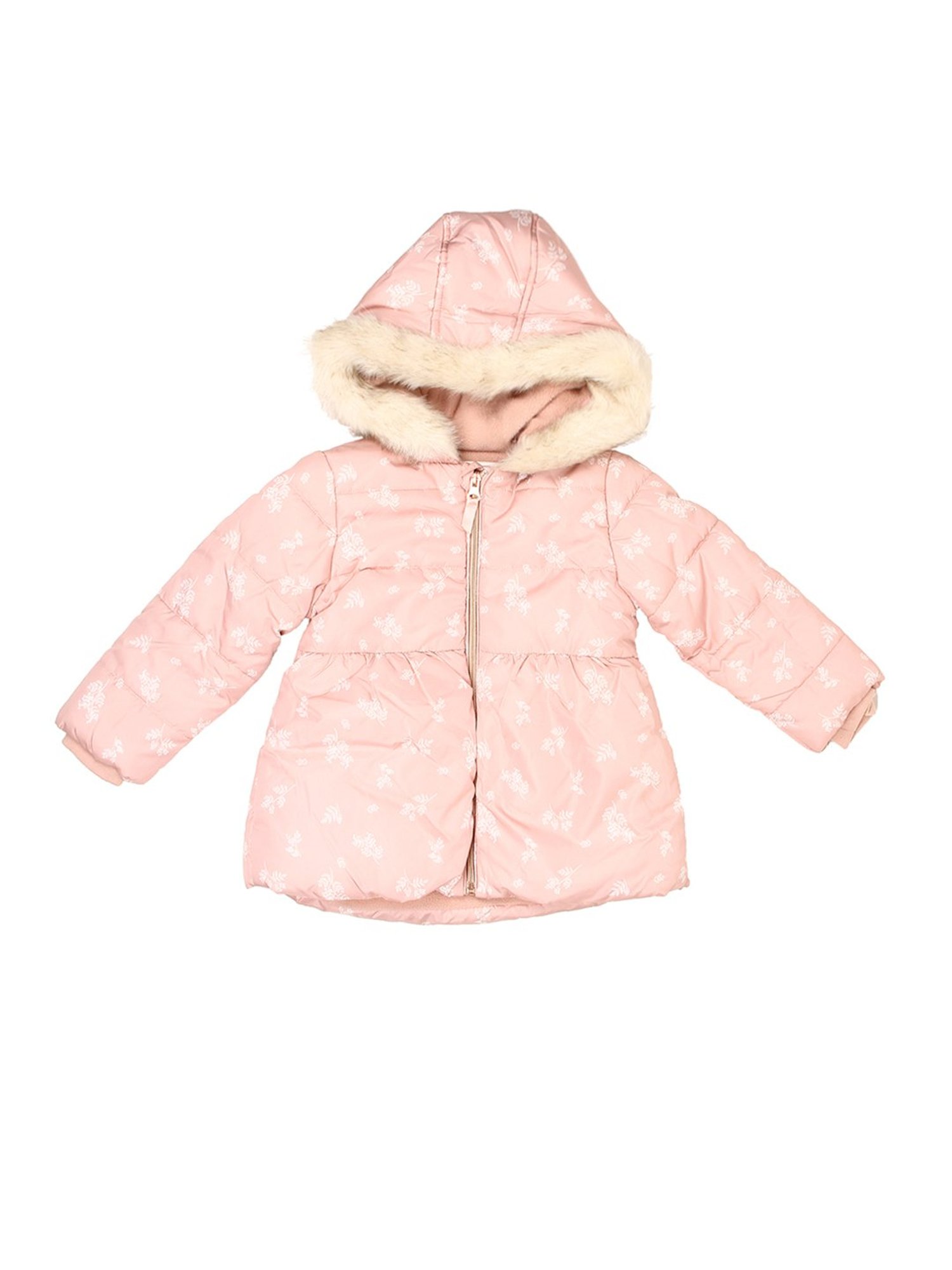 Mothercare Kids Peach Floral Print Full Sleeves Padded Jacket
