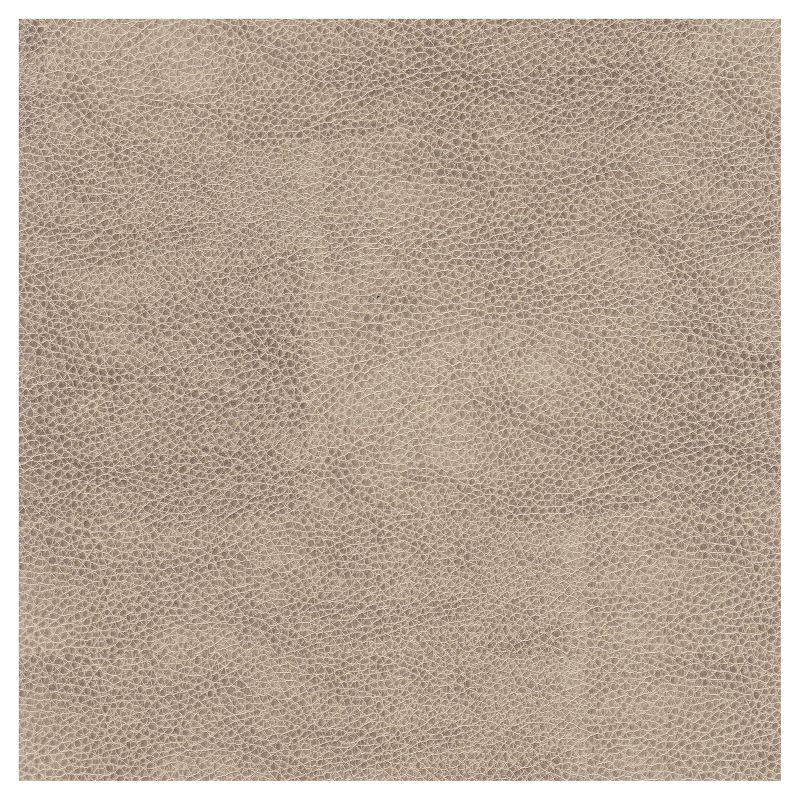 Round Faux Leather Ottoman Taupe - HomePop