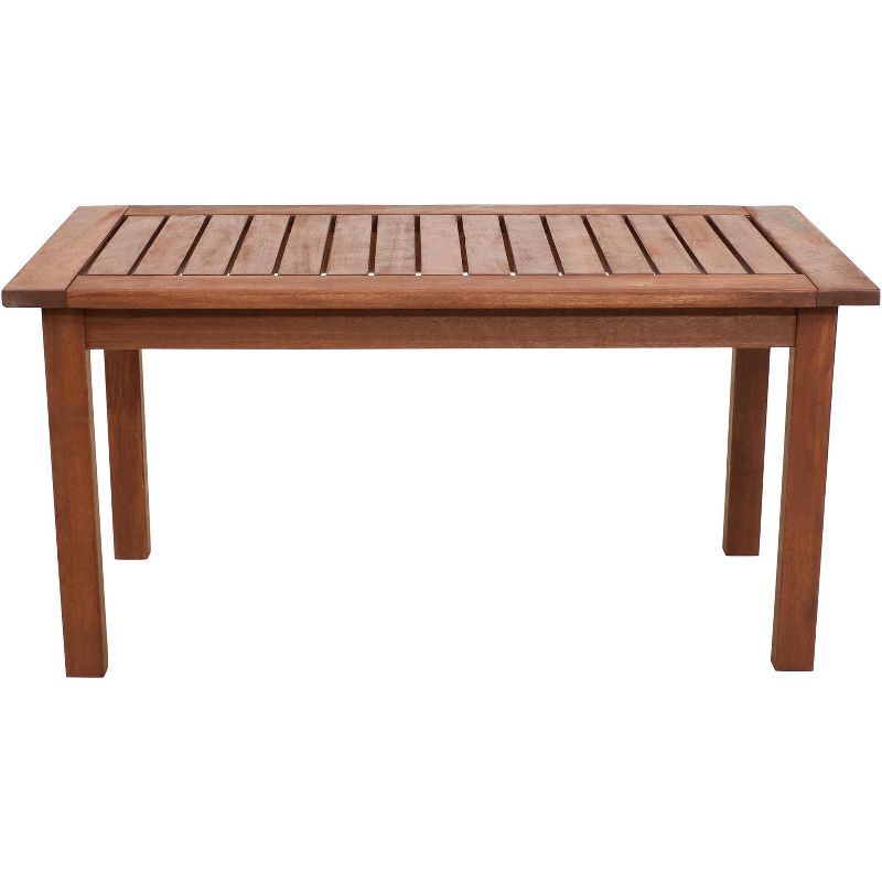 Sunnydaze Outdoor Meranti Wood with Teak Oil Finish Modern Rectangular Patio Dining Table - 35" - Brown