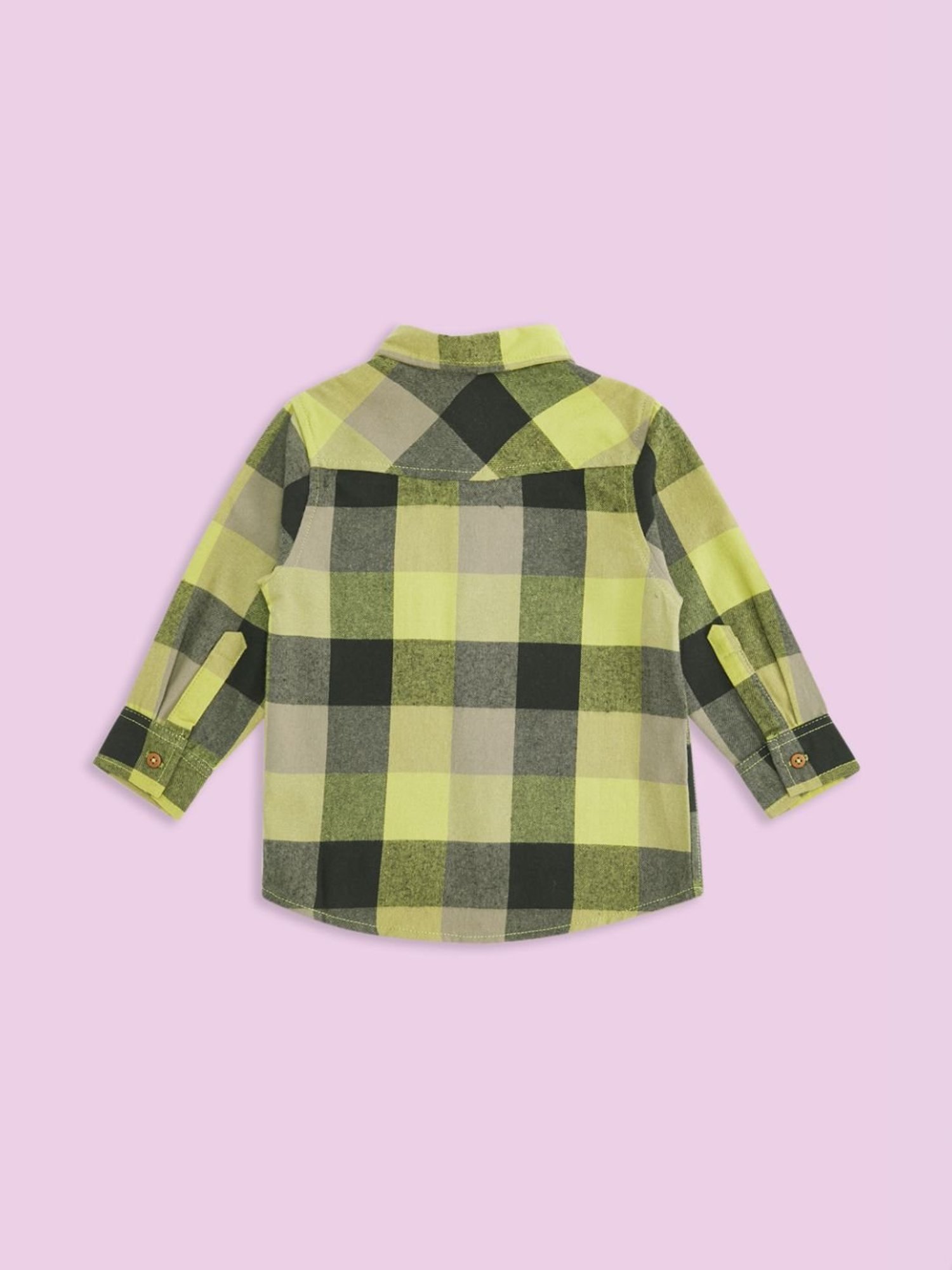 Pantaloons Baby Green Cotton Chequered Full Sleeves Shirt