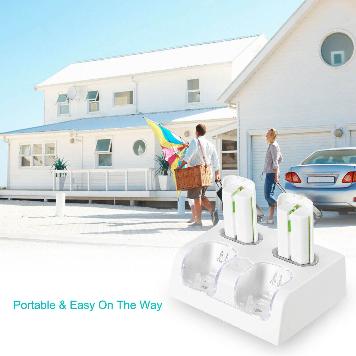 Quad Gamepad Charger Charging Dock w/ 2800mAh Batteries For Nintendo Wii Remote