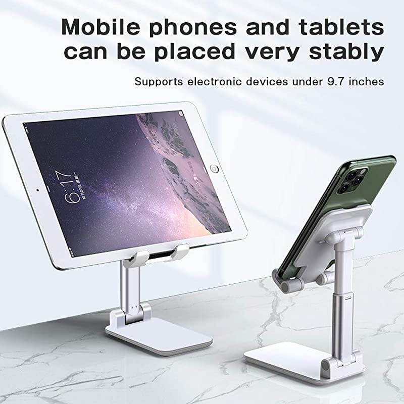 Cell Phone Stand Adjustable Cell Phone Stand  Foldable Portable Desktop Stand Phone Holder Stand for Desk Sturdy Aluminum Metal Stand for PhoneiPadKindleTabletSwitch Pearl White