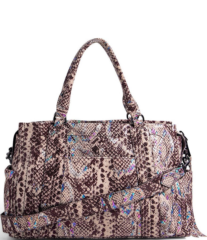 Aimee Kestenberg Zip Me Up Triple Entry Snake Satchel Bag